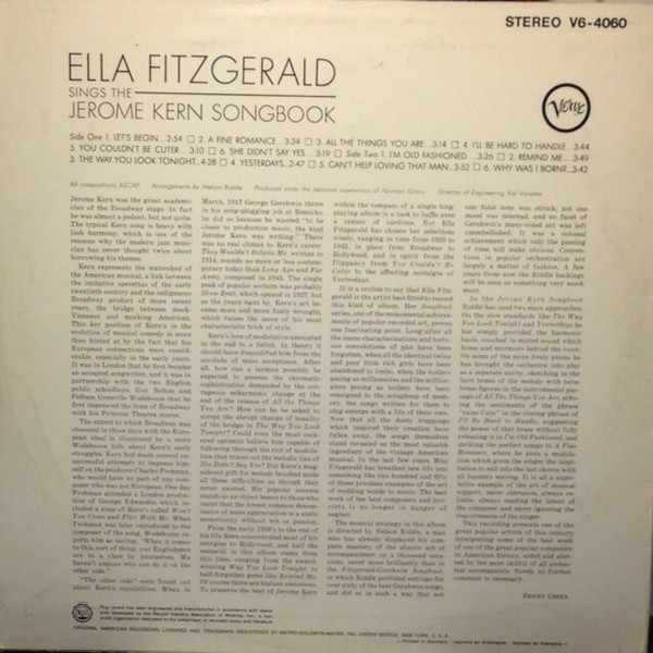 Ella Fitzgerald Sings The Jerome Kern Song Book - Image 2